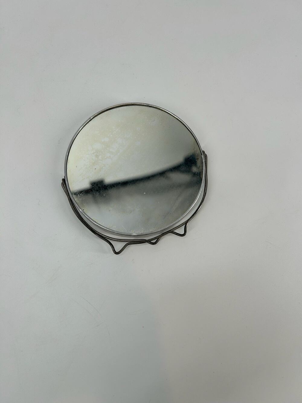 Vintage Vanity Mirror 2 Sided Folding Stand MCM 5” Round Make-up Mirror Travel